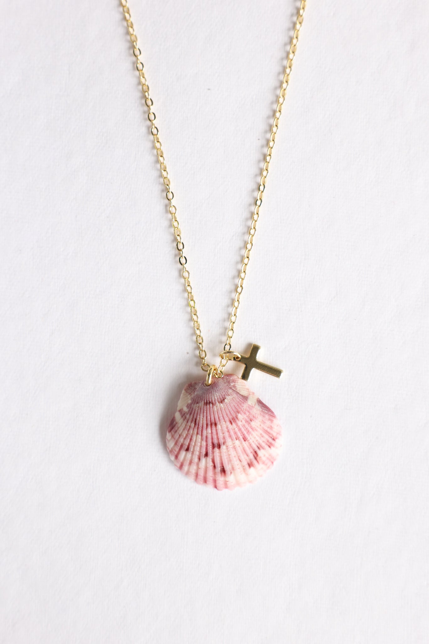 Scalloped cross charm necklace