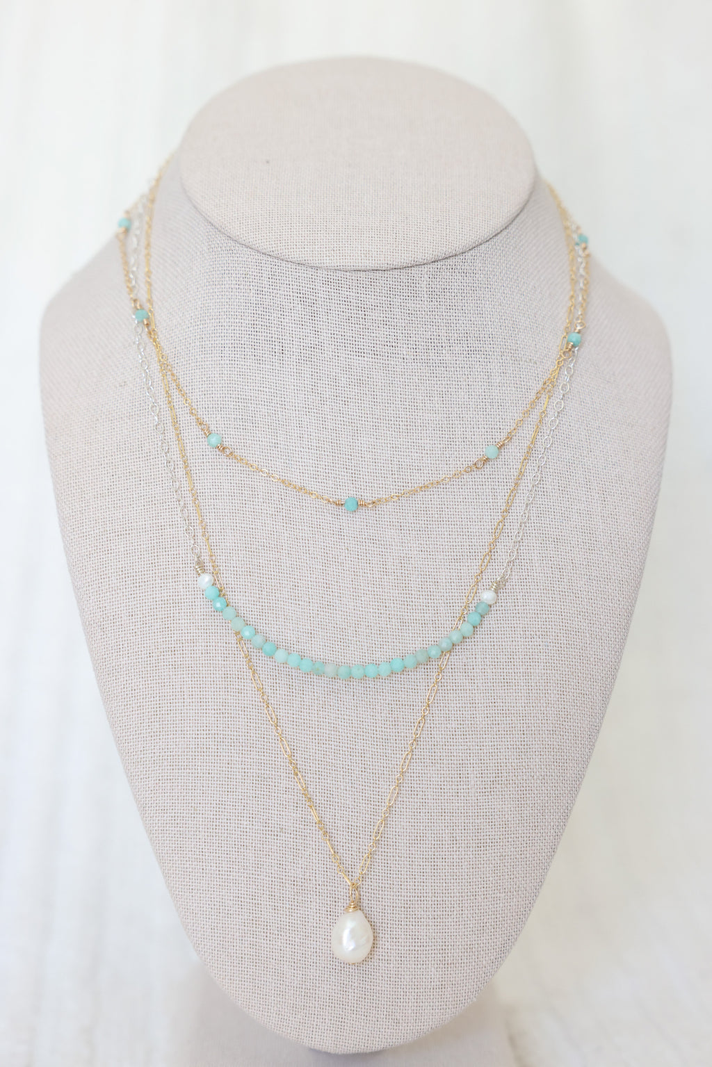 Isla Necklace in seafoam aqua