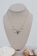Shark tooth pearl necklace