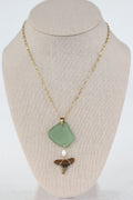Seaglass+shark tooth necklace