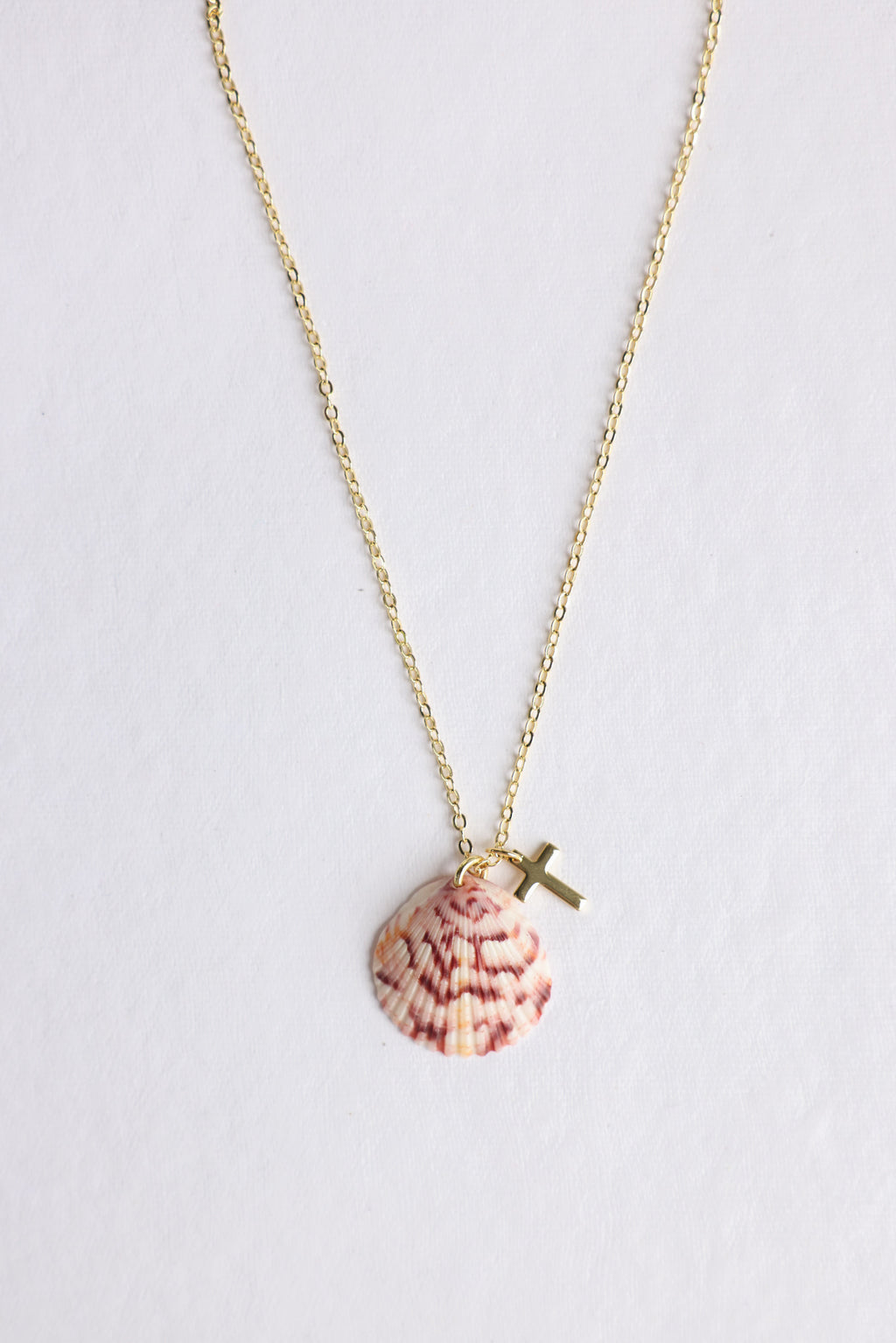 Scalloped cross charm necklace