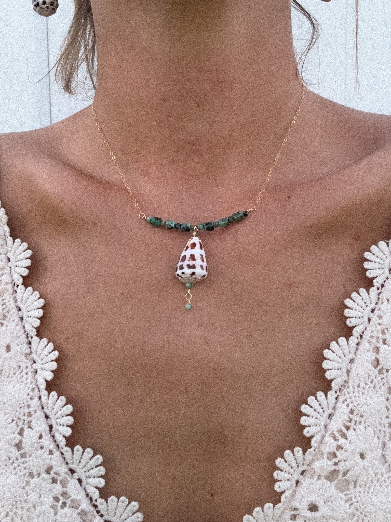 Hebrew cone shell necklace