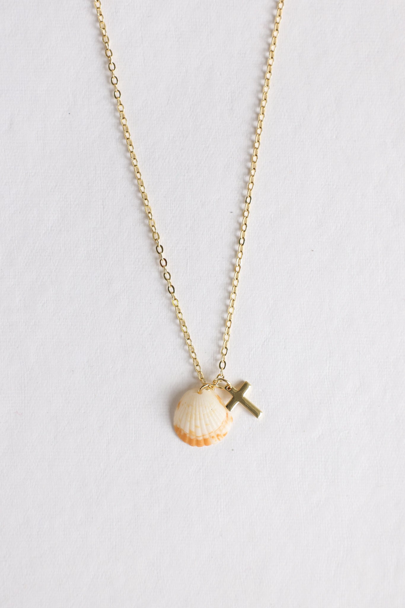 Clam shell charm necklace