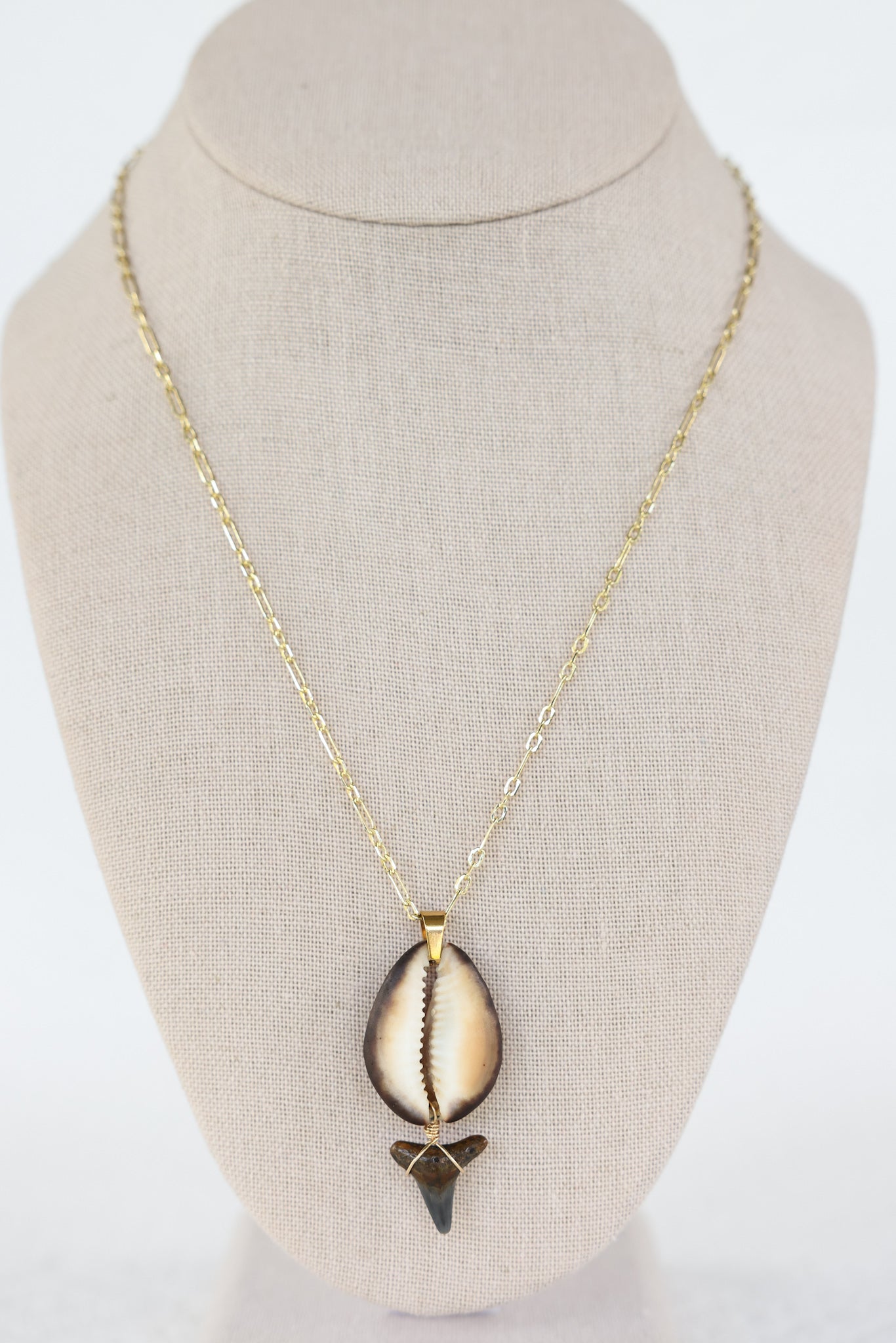 Cowrie+shark tooth necklace