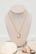 Scalloped cross charm necklace