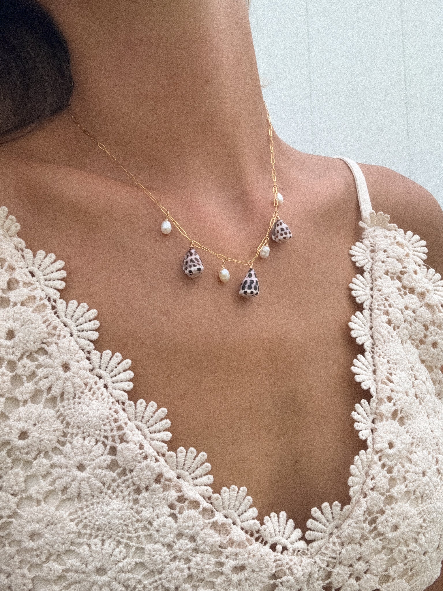 Cone shell charm necklace