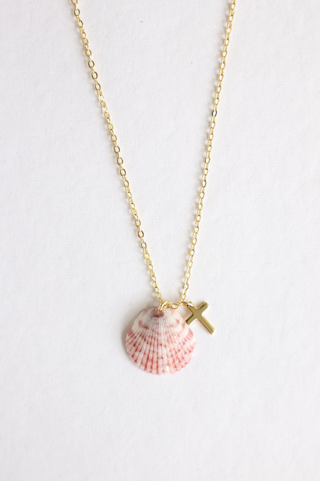 Scalloped cross charm necklace