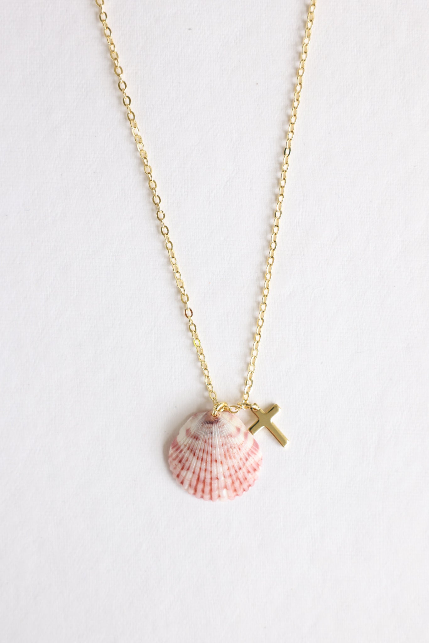 Scalloped cross charm necklace