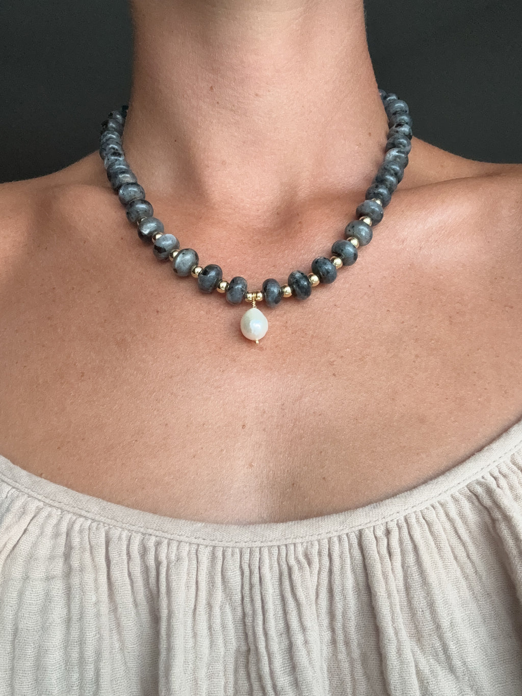 Beaded pearl necklace