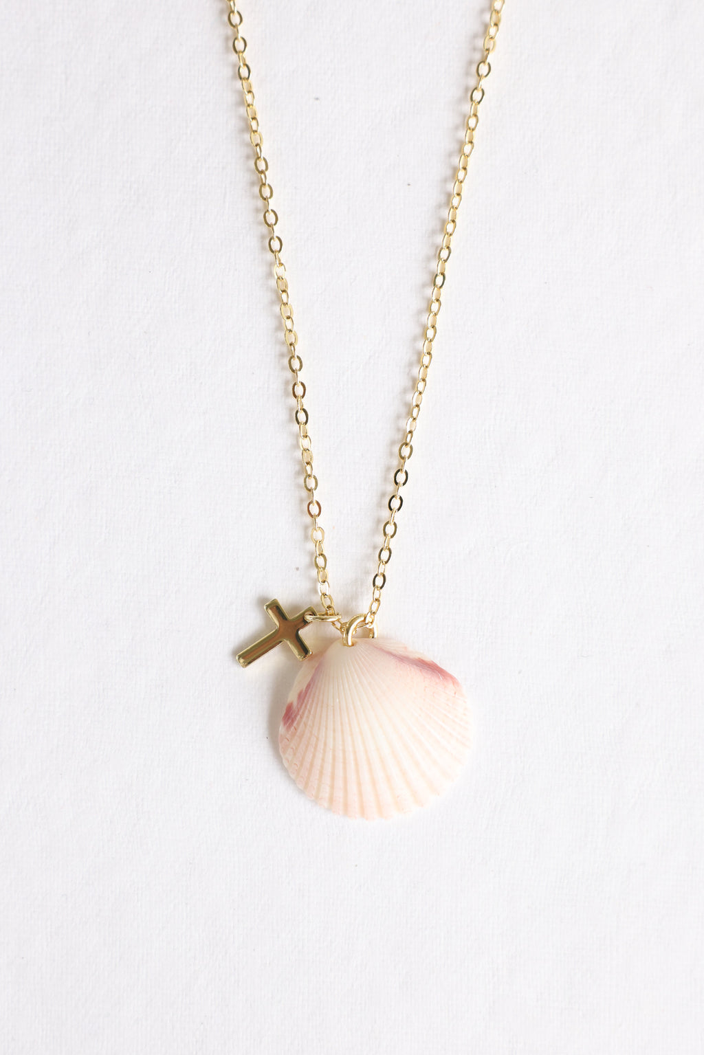 Scalloped cross charm necklace