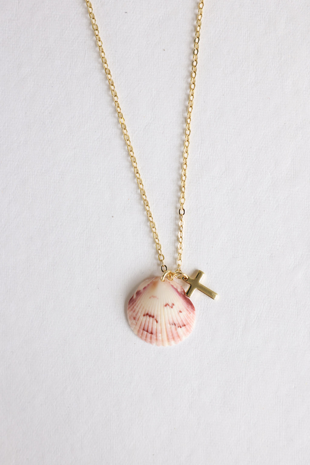Scalloped cross charm necklace