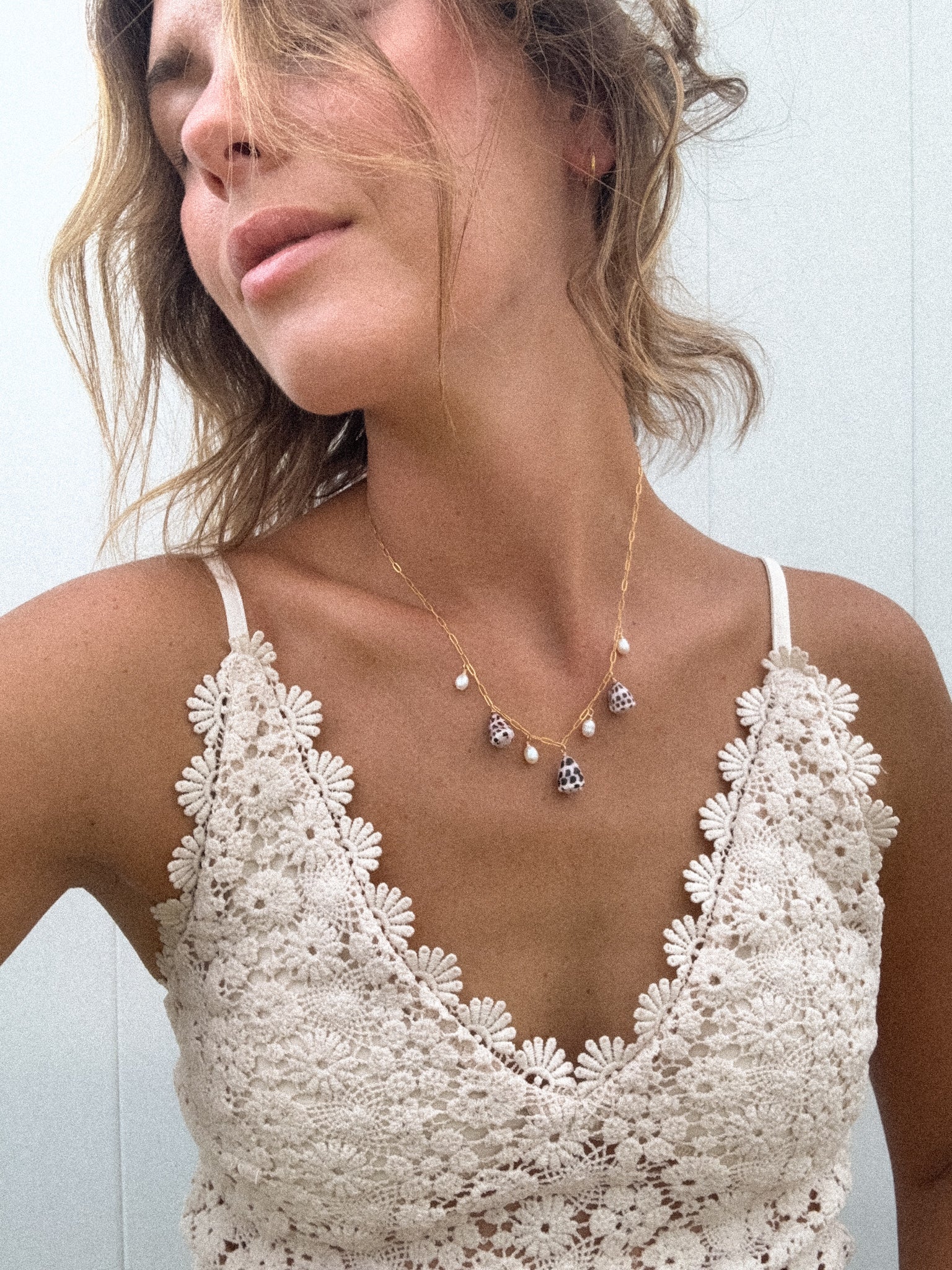 Cone shell charm necklace