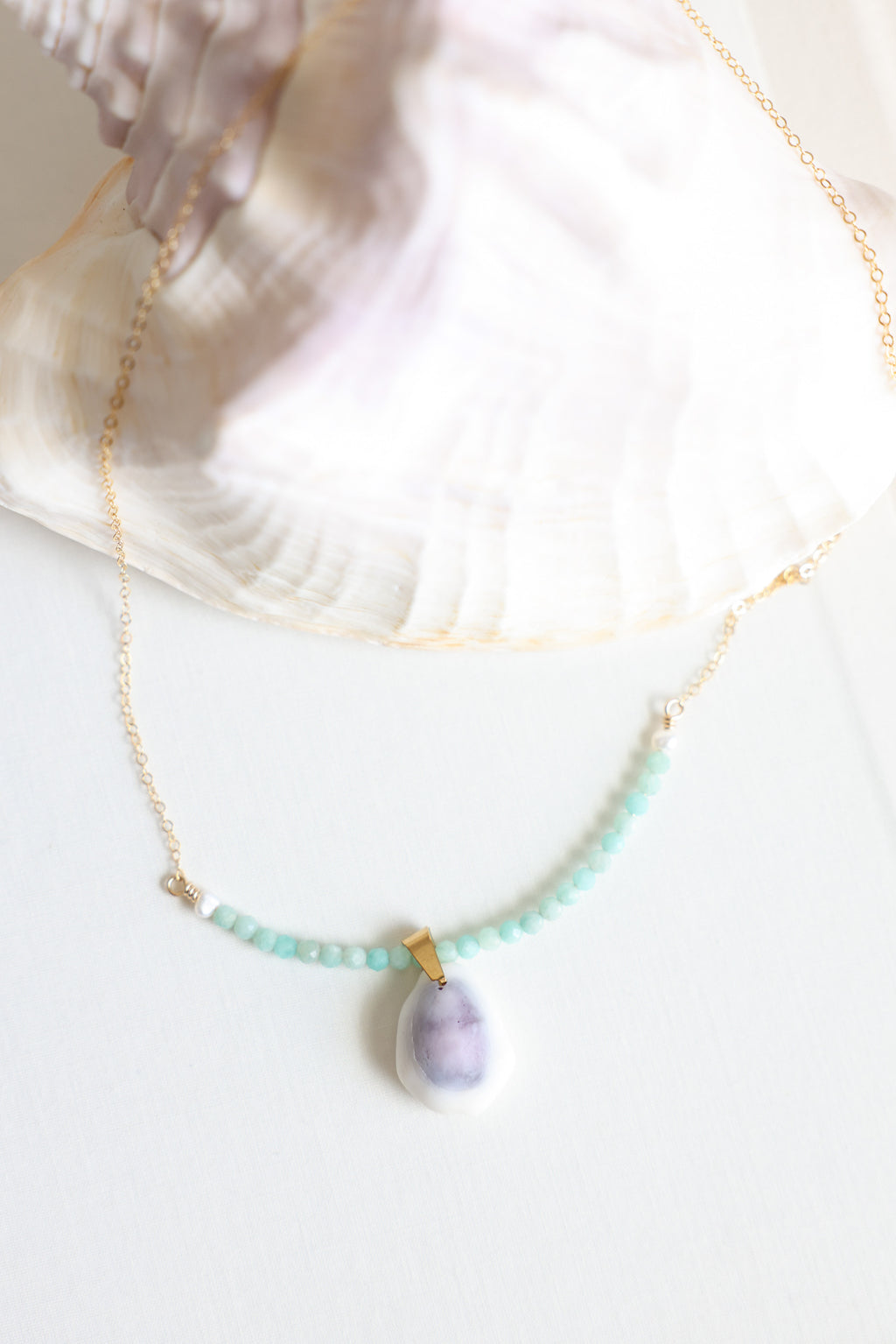 Oceana Necklace in seafoam aqua