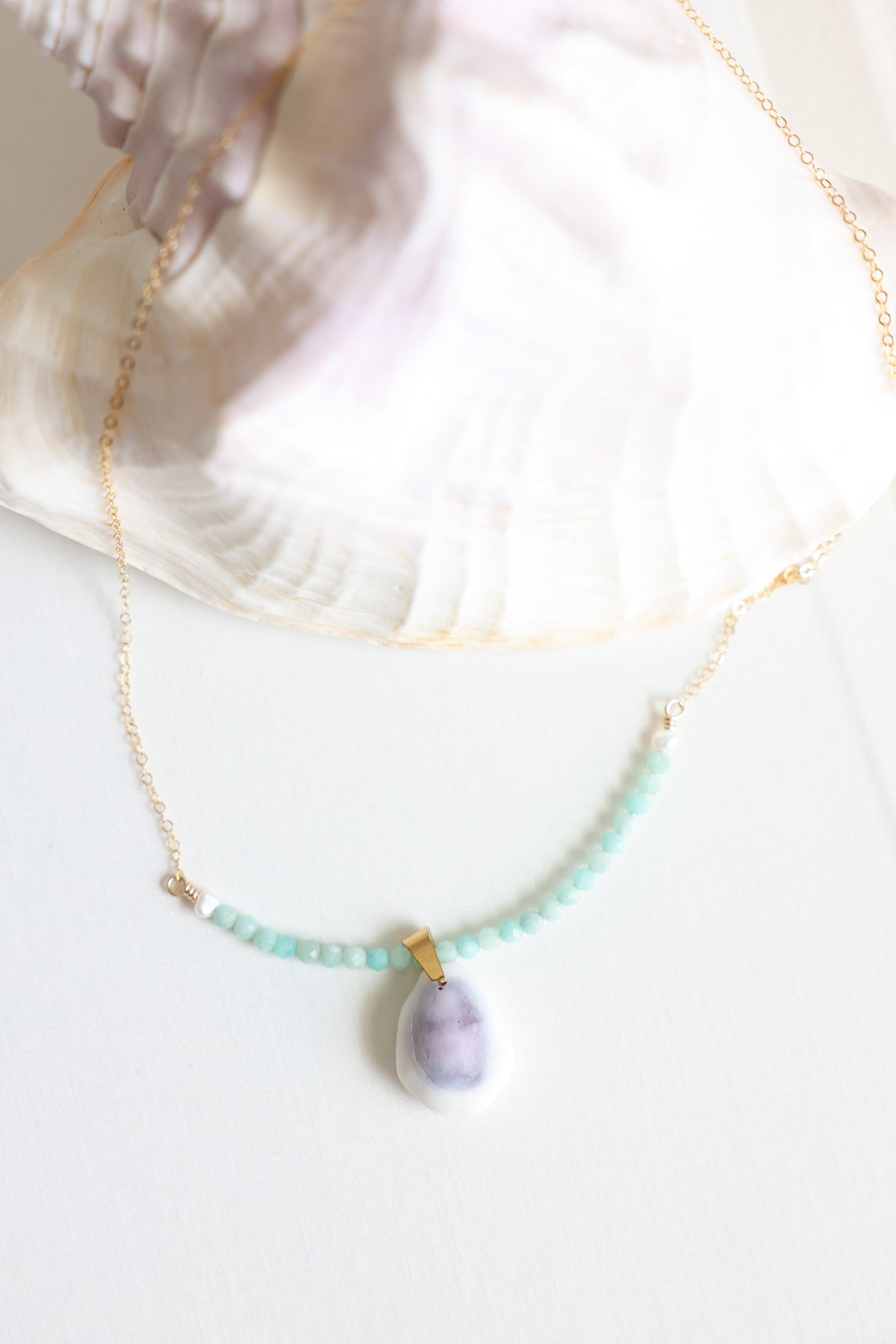 Oceana Necklace in seafoam aqua