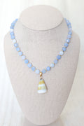 Aquamarine gemstone shell necklace