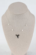 Shark tooth+pearl necklace
